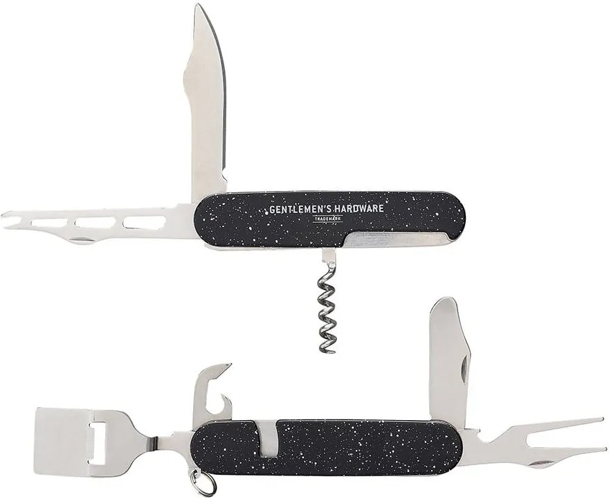 Čierny multifunkčný vreckový nožík s otváračom na víno a strúhadlom na syr Gentlemen´s Harware