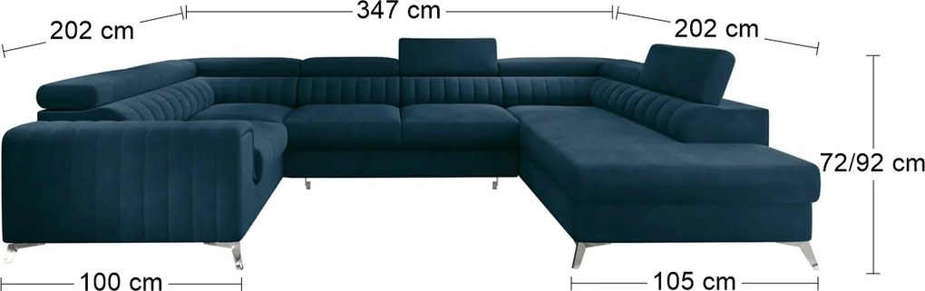 Rohová sedačka U s rozkladom a úložným priestorom Lisbon U L - tmavomodrá