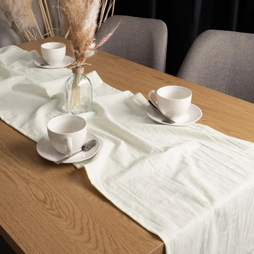 Biante Ľanový behúň na stôl LEN-018 Krémovo biely 35x180 cm