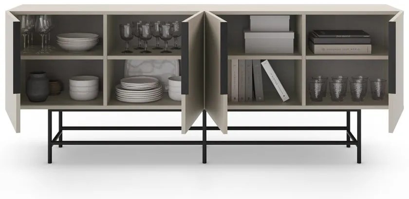 Krémová nízka komoda 200x77,5 cm Eldia – Marckeric