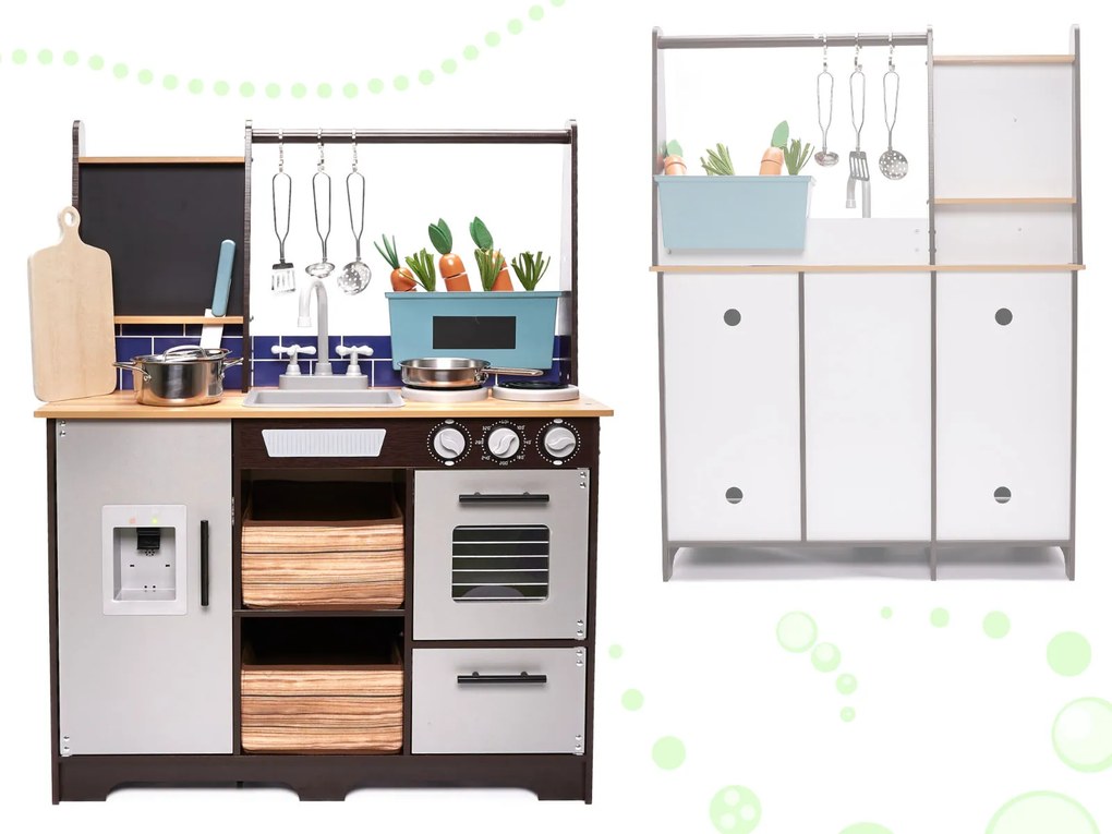 Detská kuchynka KIK LOFT XXL 96 cm, drevená s príslušenstvom