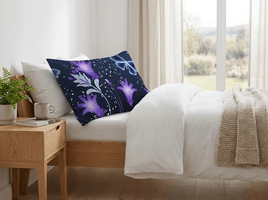 Obliečka na vankúš z mikrovlákna VIOLET BUTTERFLY 70x90 cm, tmavomodrý