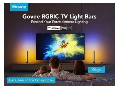 Govee - SMART LED RGBIC panel 38 cm pre TV 43-75" - 2 ks Wi-Fi