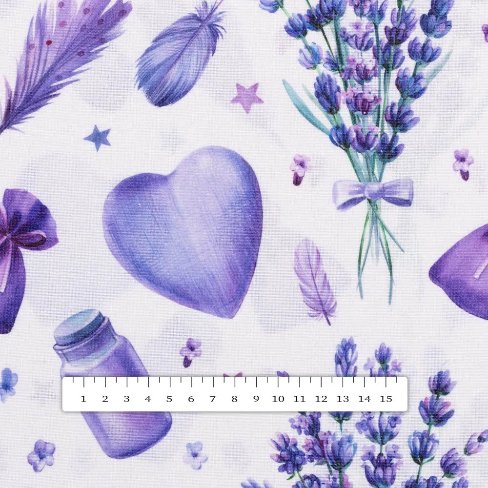 Biante Dekoračná obliečka na vankúš PML-055 Levandule a srdcia na bielom 60 x 60 cm