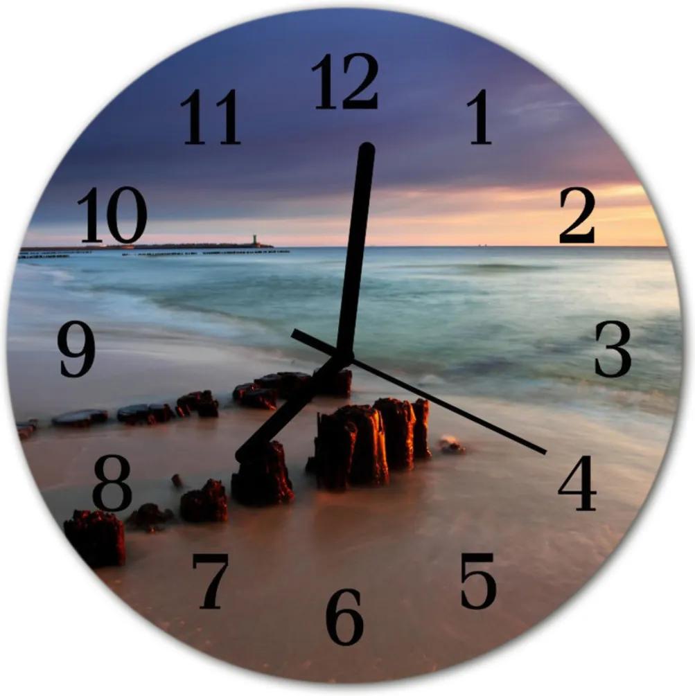 Sklenené hodiny okrúhle  More na pláži
