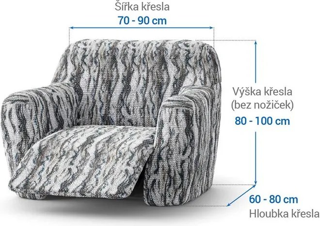 Bielastické poťahy OCEANO NOVÉ šedo-modré relaxačné kreslo (š. 70 - 90 cm)