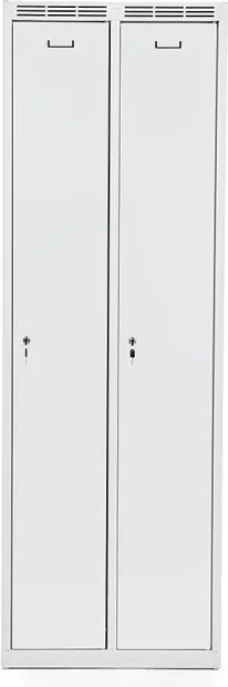 Kovová šatníková skriňa Trestles SS2M 1800x600x500 mm, 2 oddiely, svetlosivé dvere Podnož: nožičky, Zámok: cylindrický