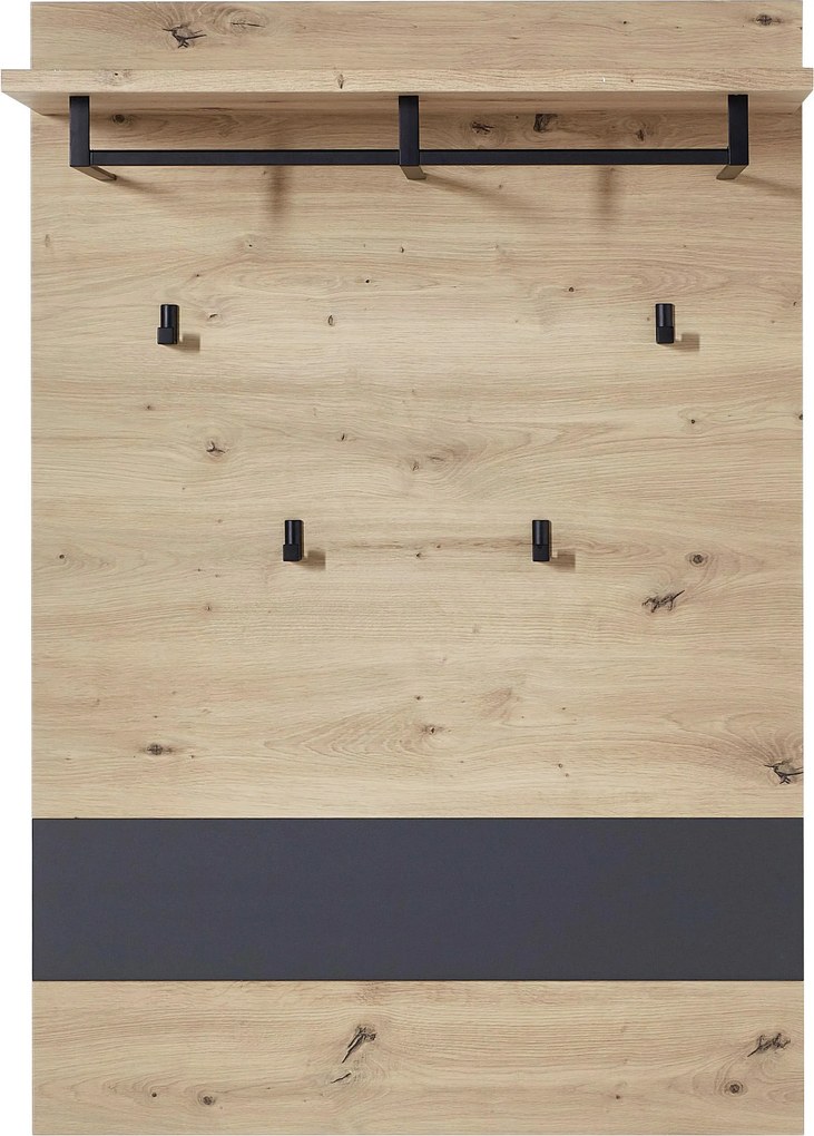 XXXLutz VEŠIAKOVÝ PANEL, grafitová, dub artisan, 80/118/30 cm Voleo - Vešiakové steny - 002737035607