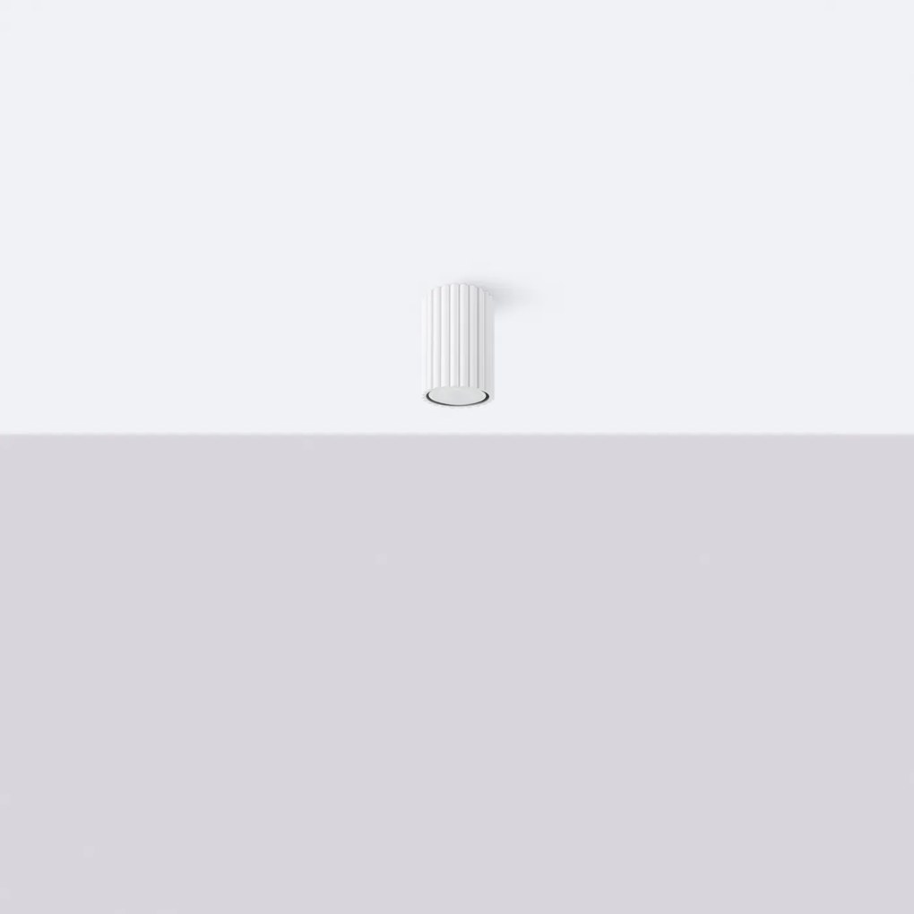 Stropné svietidlo Karbon, 1x biele kovové tienidlo, (10 cm)