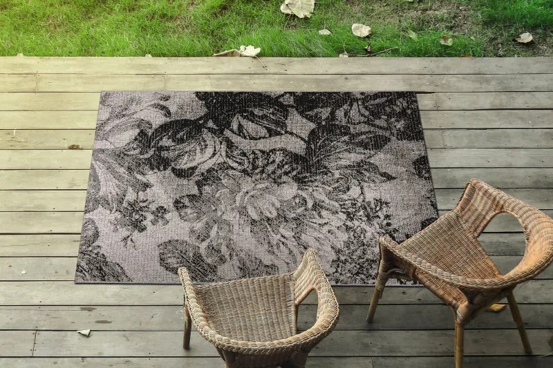 KOBEREC SIZAL FLOORLUX 20491 KVETINY strieborná / čierna Veľkosť: 140x200 cm