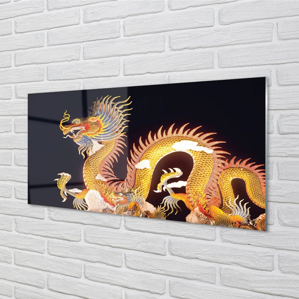 Nástenný panel  Golden Japanese Dragon 125x50 cm
