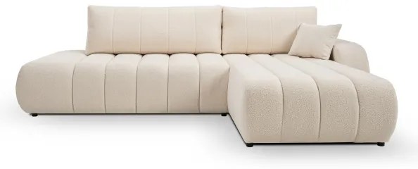 Rozkladacia rohová sedacia súprava DESIO s úložným priestorom v tvare L, pravé prevedenie, béžová