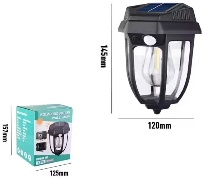 Vonkajšie solárne indukčné nástenné svietidlá Sunlight WW669-1W - 18W