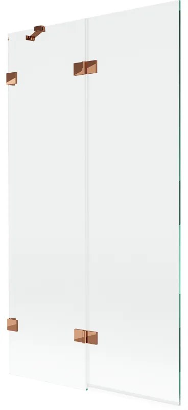 Mexen Lunar, 2-krídlová vaňová zástena ľavá 100 x 150 cm, číre sklo, ružové zlato, 897-100-100-60-00-L