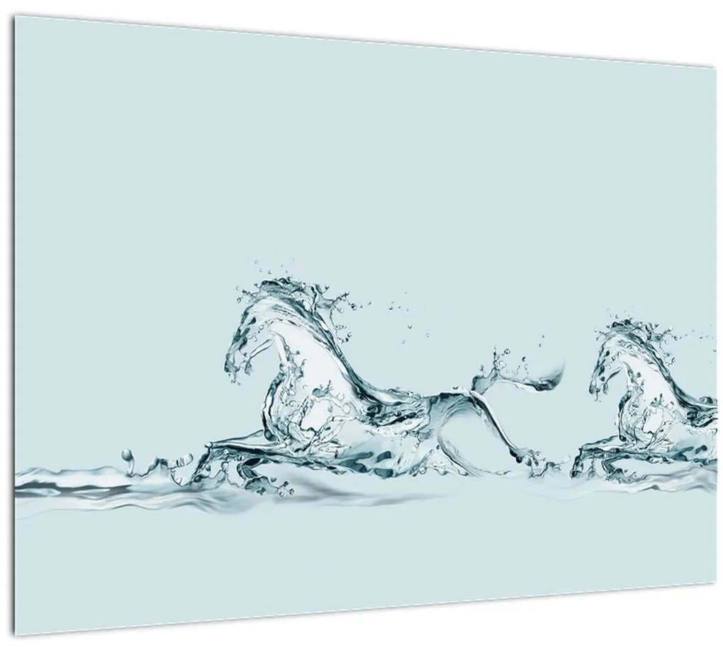 Sklenený obraz - Kone z kvapiek vody (70x50 cm)