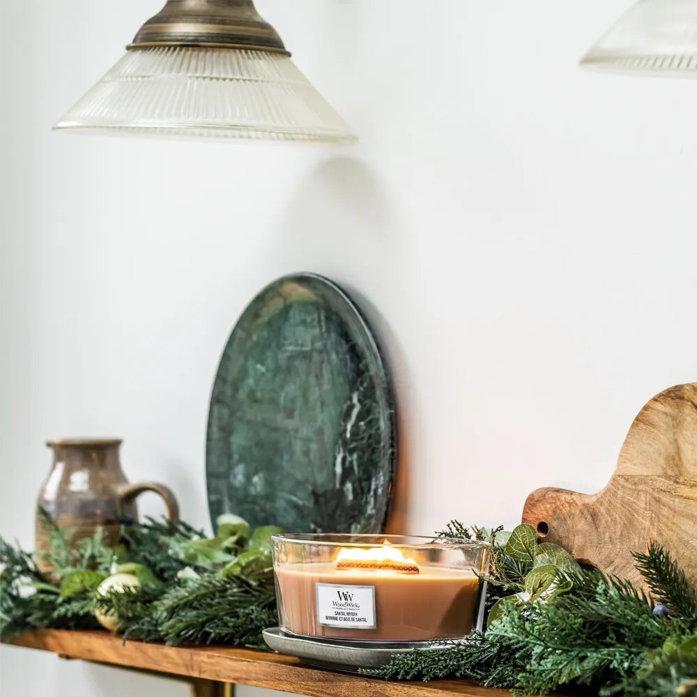 Vonná sviečka WoodWick Ship Santal Myrrh, 453 g