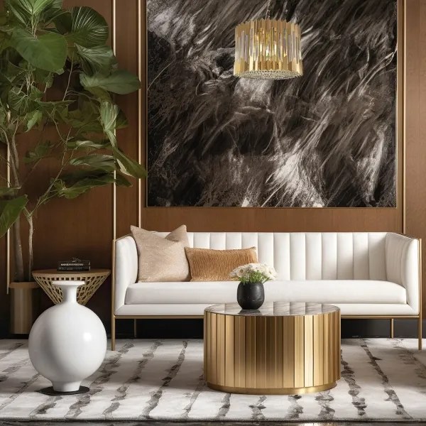 Luster na reťazi RITZ 7xE14/40W/230V pr. 42 cm zlatá