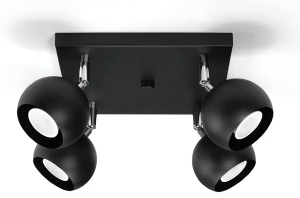 Stropné svietidlo Oculare, 4x čierne kovové tienidlo, (možnosť polohovania)