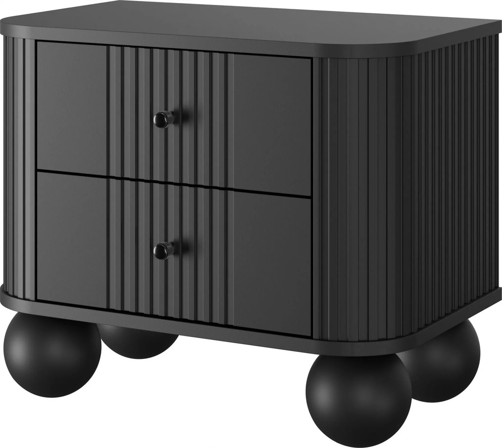 Nočné stolíky Vesper 56 cm - 2 ks - čierna / čierne nohy