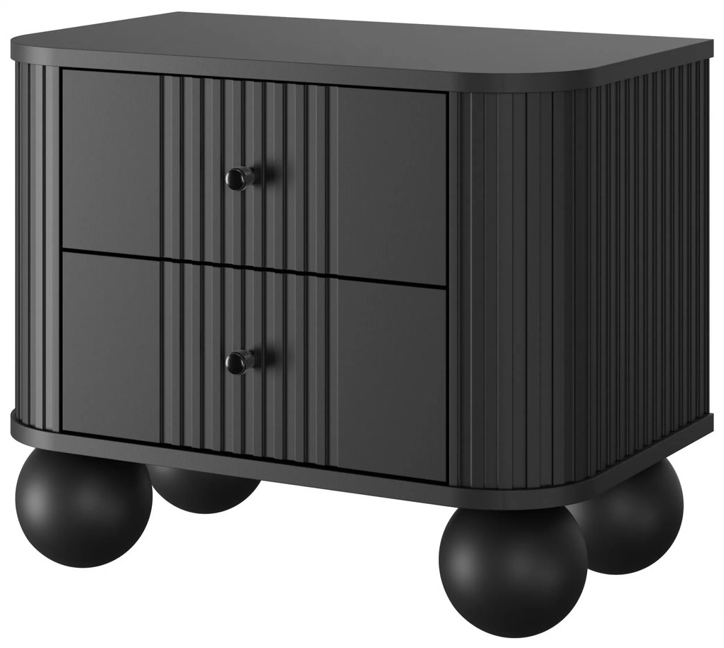 Nočné stolíky Vespera 56 cm - 2 ks - čierna / čierne nohy