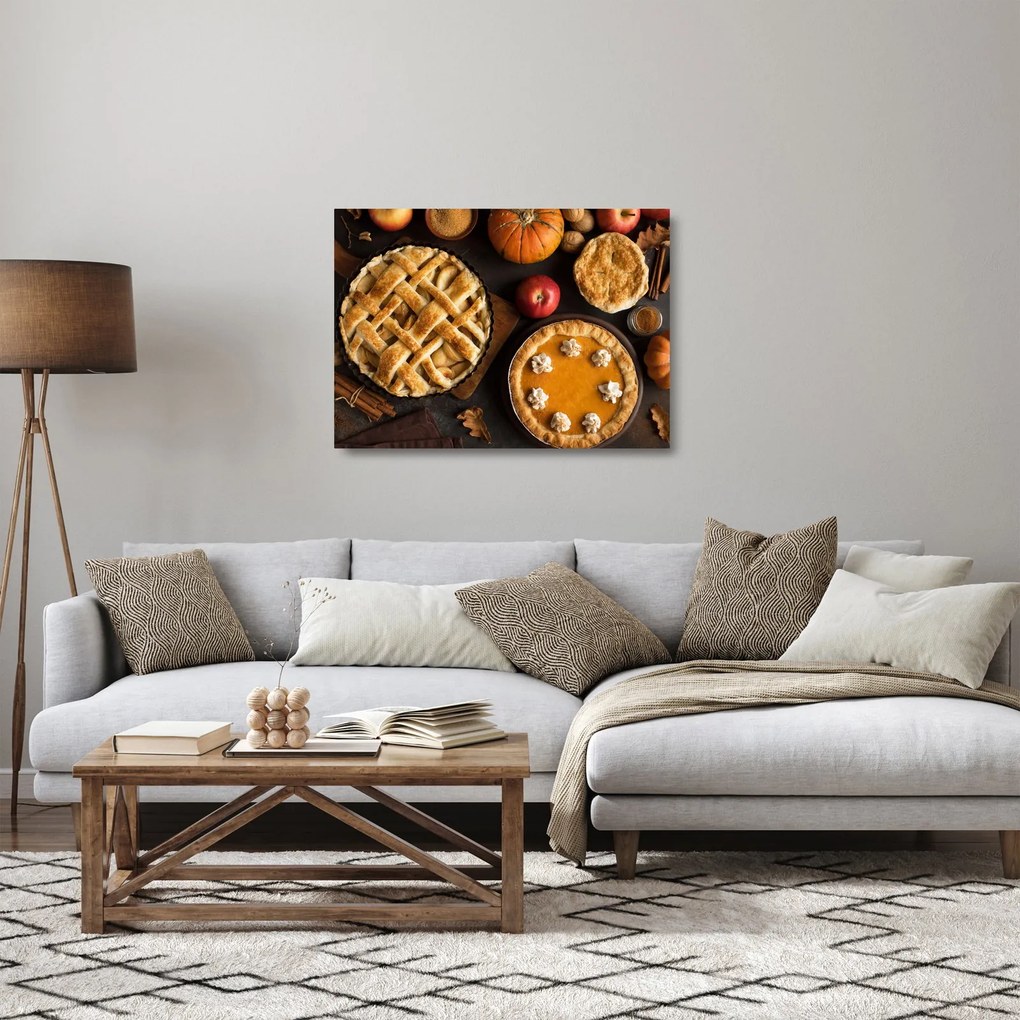 Sklenený obraz - Tekvicový koláč (70x50 cm)