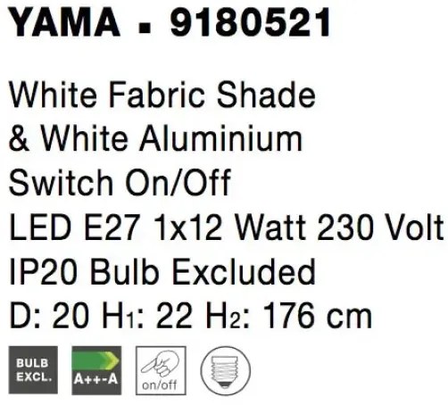 Retro stojaca lampa Yama 20 biele