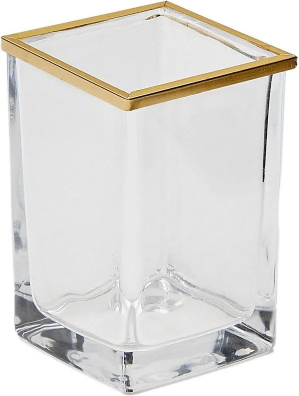 Sklenený téglik na zubné kefky v zlatej farbe Soanet – Kave Home