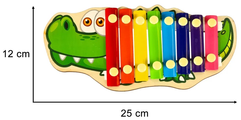 KIK Farebný drevený cimbal pre deti krokodíl