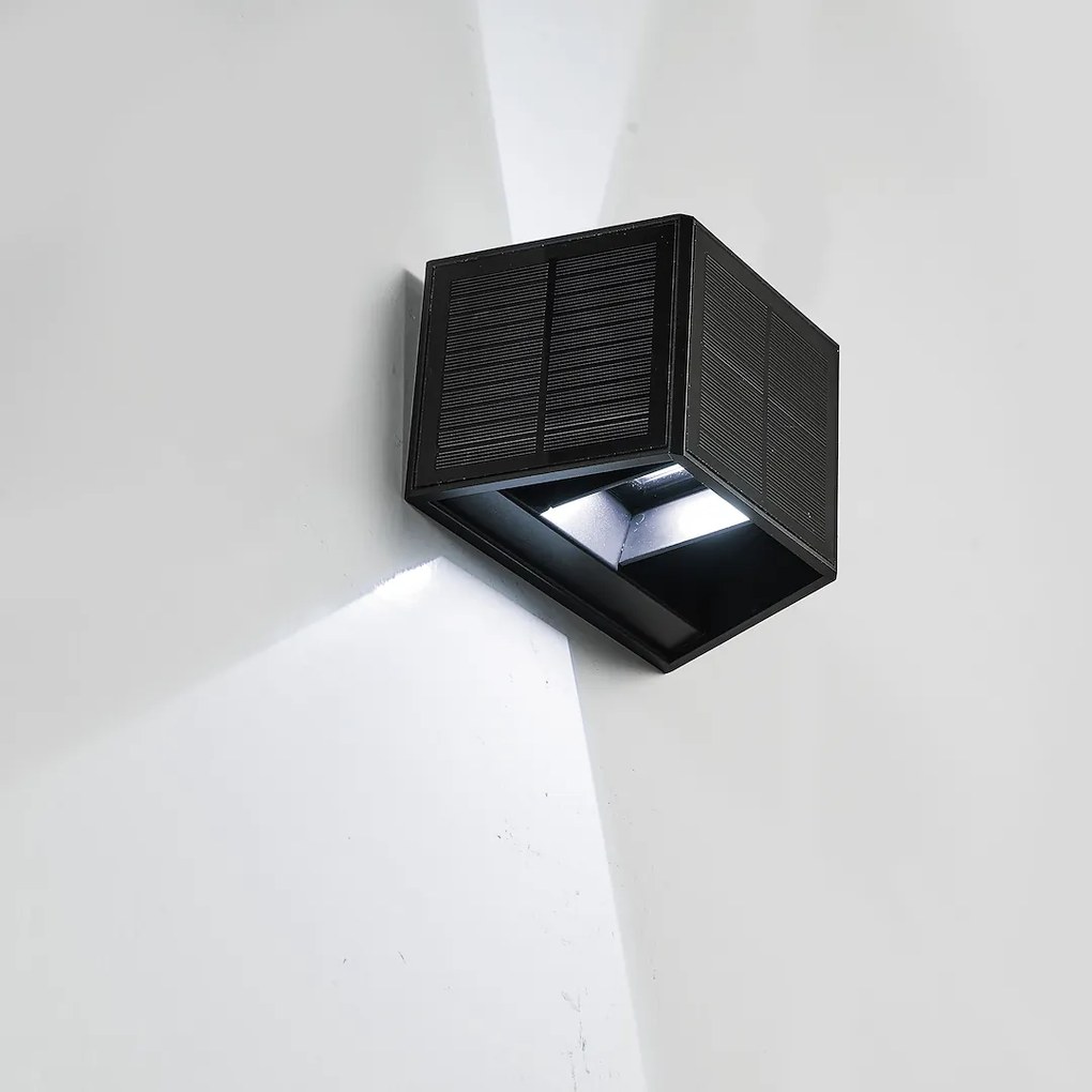 Ecolamp Exteriérové solárne nástenné LED svietidlo Wings2, 1x LED 2w, čierna