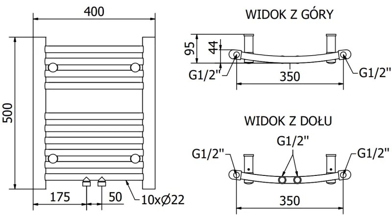 Mexen Ares, vykurovacie teleso 500x400 mm, 179 W, čierna matná, W102-0500-400-00-66