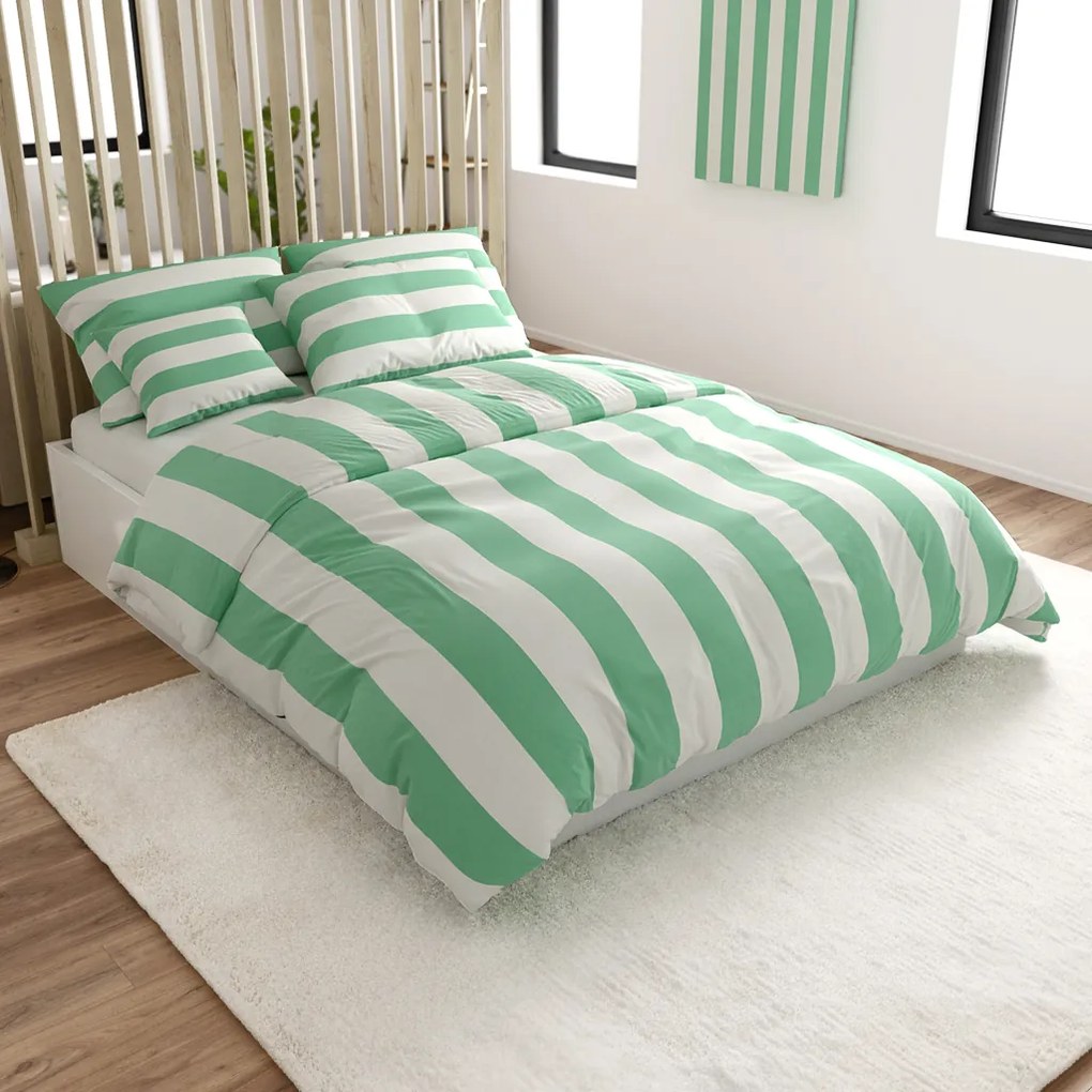 Bavlnené obliečky STRIPES bielo-zelené Rozmer obliečky: 70 x 90 cm | 140 x 220 cm