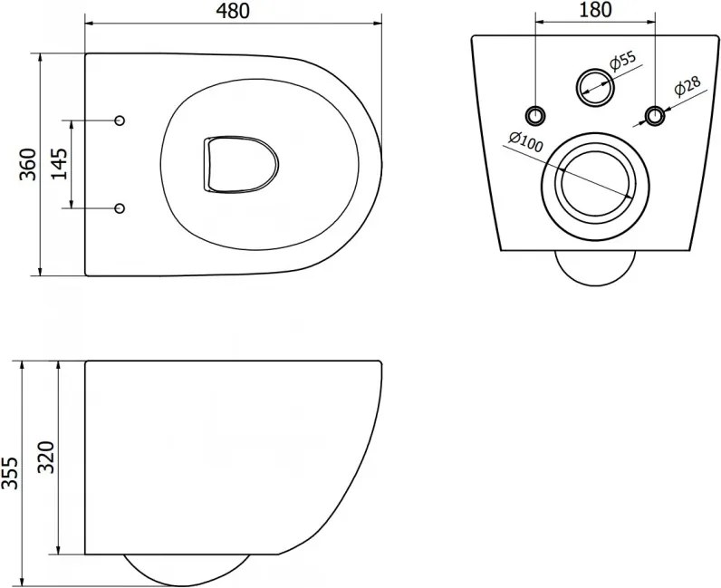 Mexen Lena, závesná toaletná misa 480x360x355 mm s pomaly padajúcim sedátkom, čierna matná - zlatý vzor, 30224079