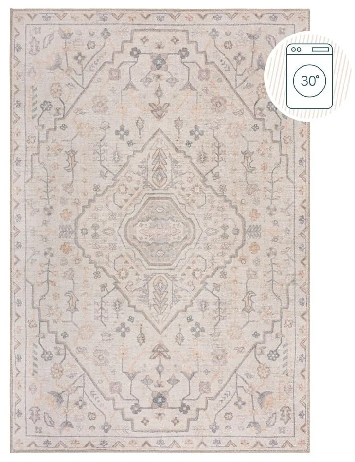 Krémový prateľný koberec 190x290 cm Teo Traditional – Flair Rugs
