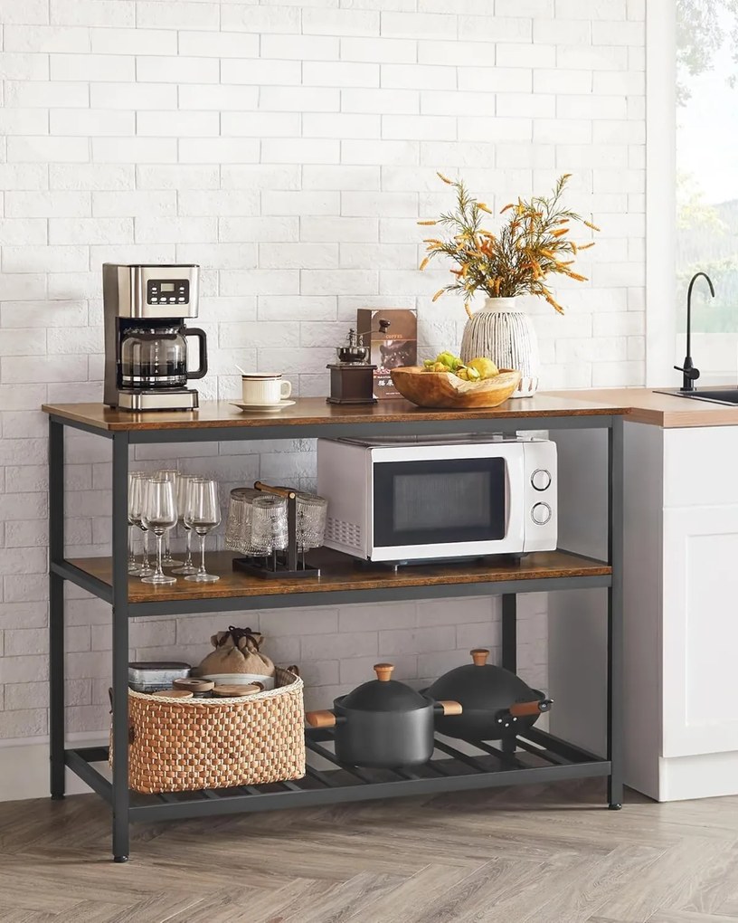 Kuchynský regál Vasagle Pera hnedý/čierny