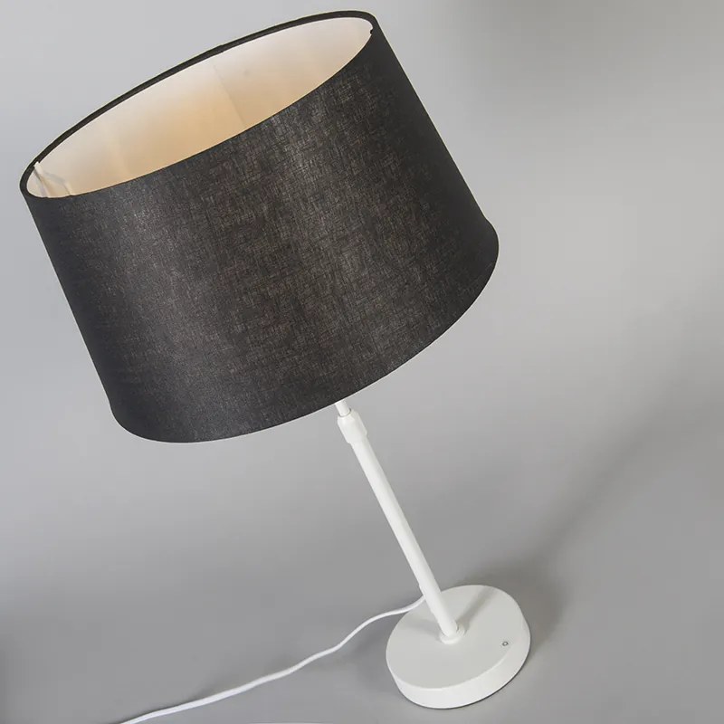 Stolná lampa biela s čiernym tienidlom 35 cm nastaviteľná - Parte