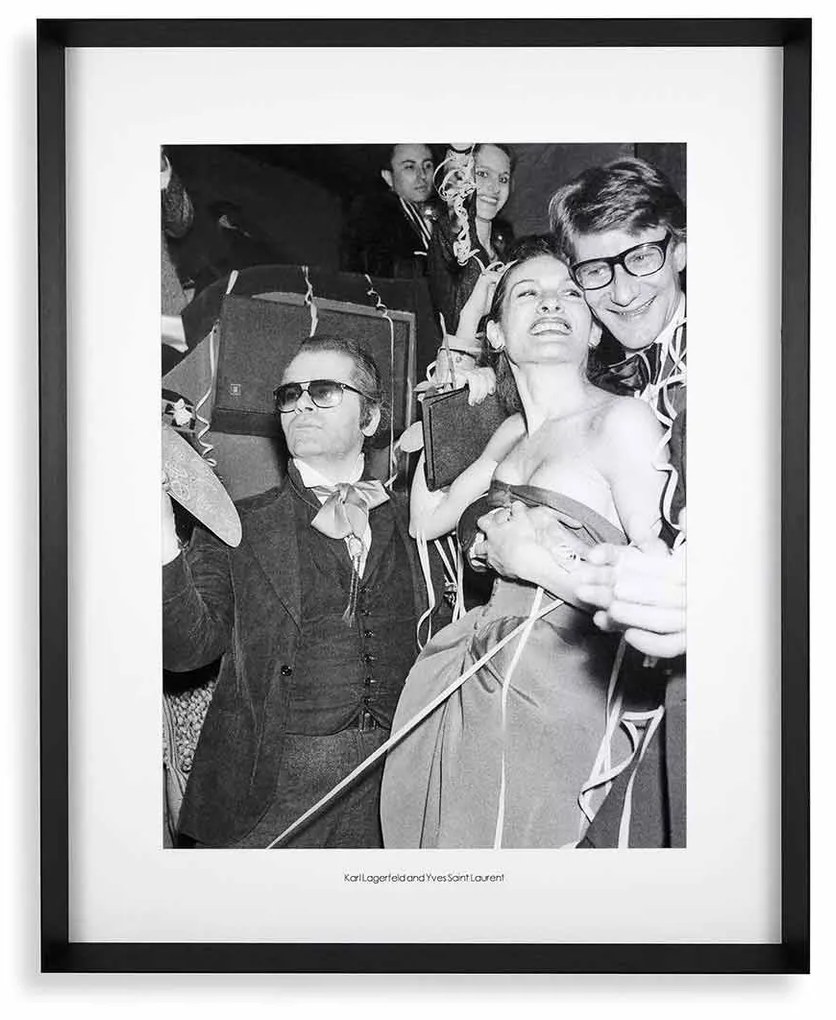 Exkluzívna fotografie Karl Lagerfeld And Yves Saint Laurent 84 × 104 cm