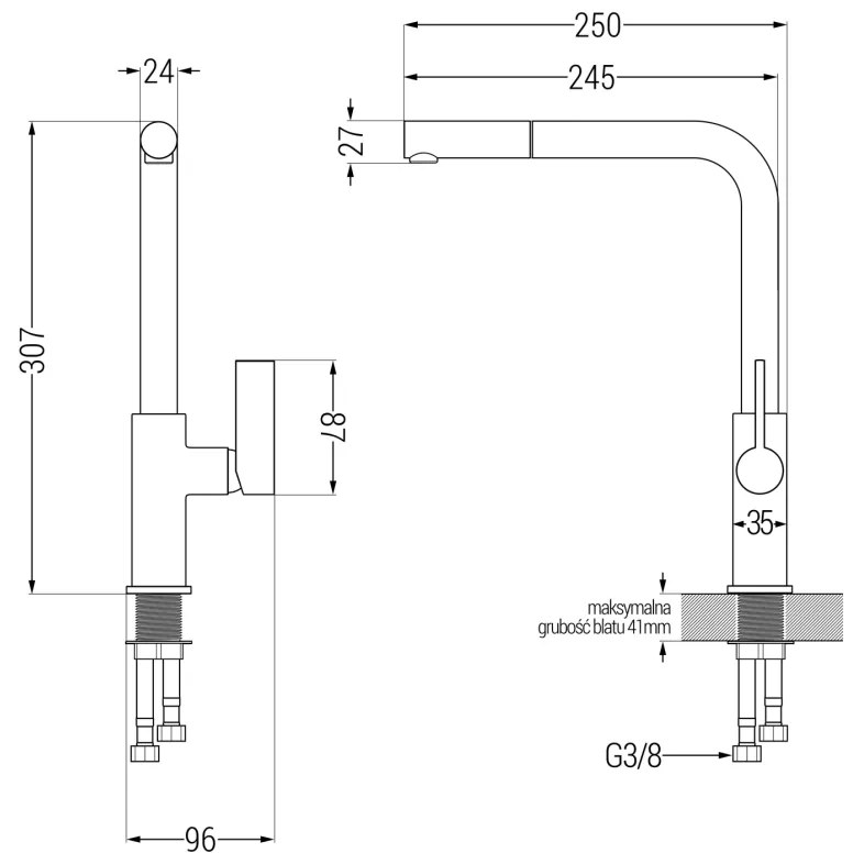 Mexen Gaspar, 1,5-komorový granitový drez 737x475x177 mm a drezová batéria Flora, čierna škvrnitá, 6507-76-670401-57-B