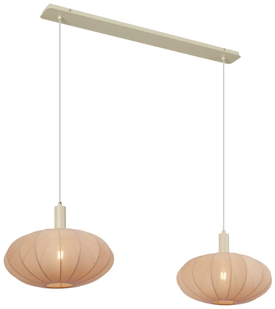 Japandi závesná lampa béžová s látkovým tienidlom 2-svetlá - Bida