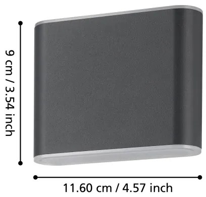 Eglo 901025 - LED Vonkajšie nástenné svietidlo GRUTTI 2xLED/2,9W/230V IP65