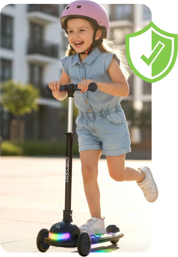 Ricokids Glowi LED balančná Kolobežka pre deti - čierna