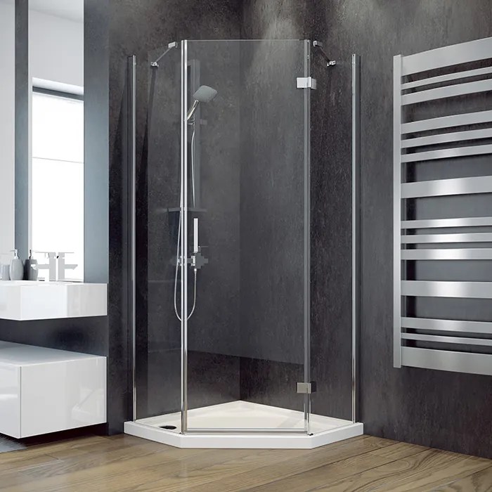 Besco Päťuholníkový sprchovací kút VIVA PE 90x90, výška 195 cm - bez vaničky BESCO-Rozmery: 90x90, BESCO-Orientácia: Ľavá
