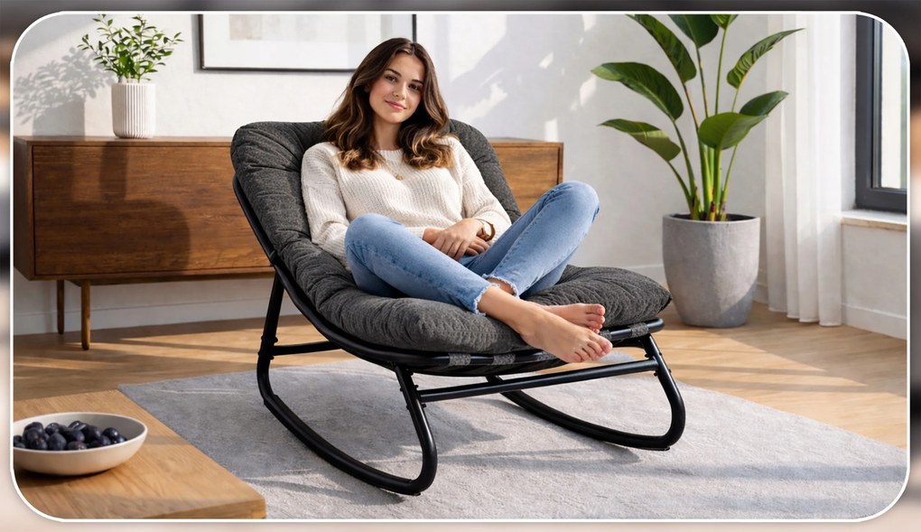 Hojdacie záhradné kreslo na terasu alebo do obývačky, sivé AURORA