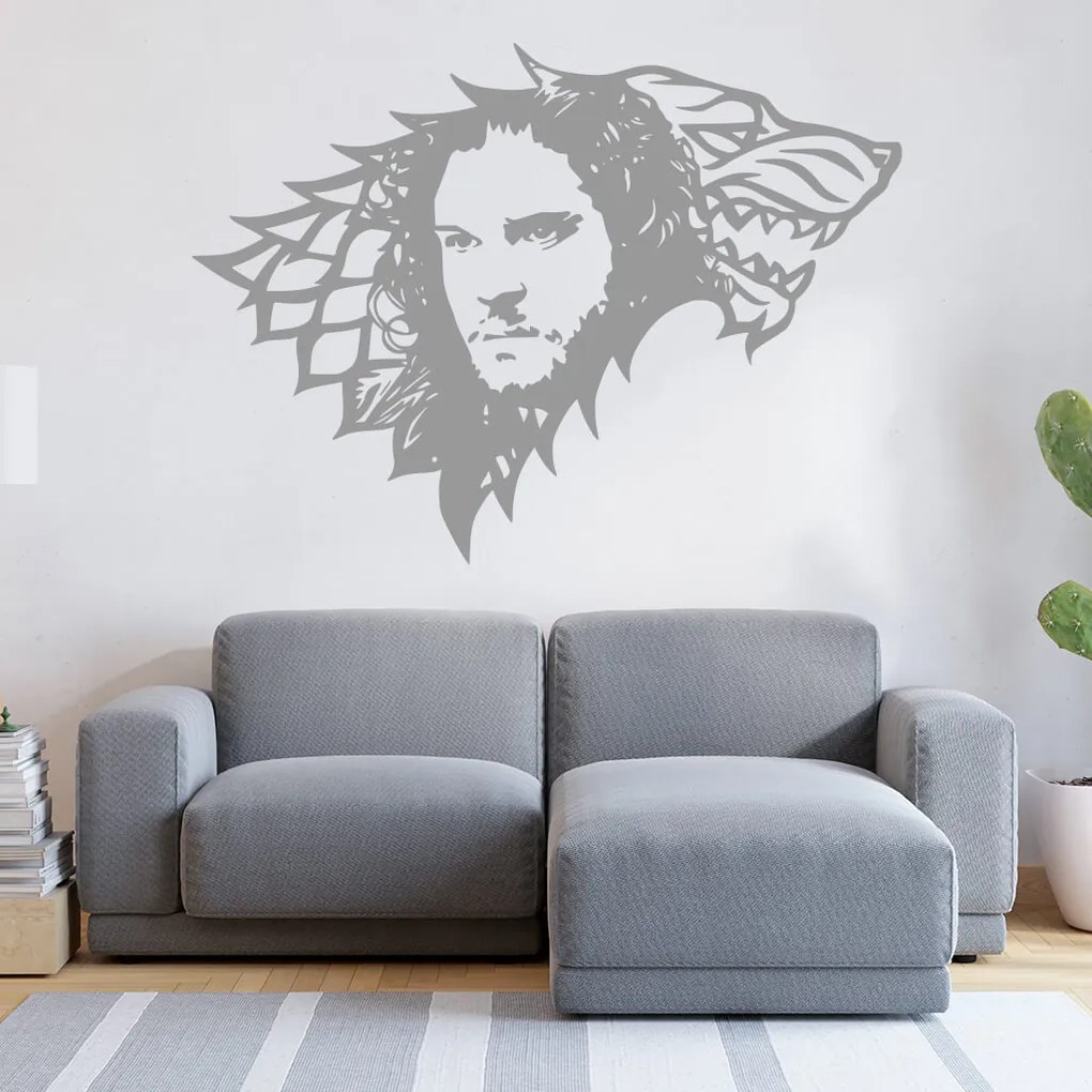 Veselá Stena Samolepka na stenu na stenu Jon Snow Hra o tróny Farba: černá