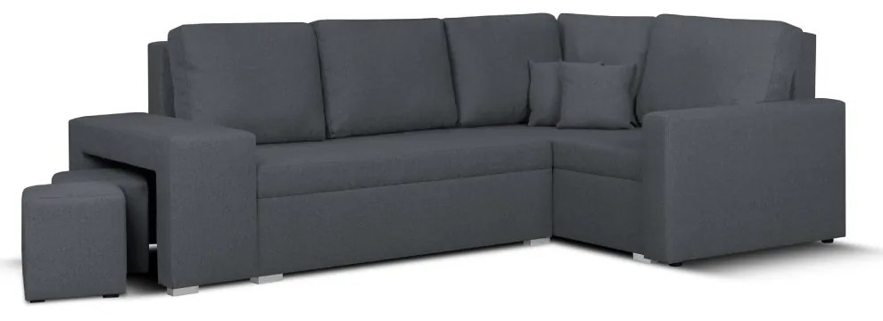 Rozkládací rohová sedací souprava MODO2 + 2 Taburety Tmavě šedá