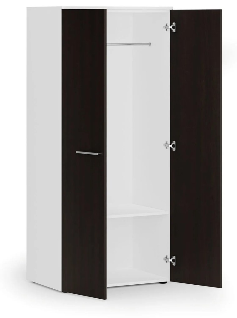 Kancelárska šatníková skriňa PRIMO WHITE, 1 polica, šatníková tyč, 1781 x 800 x 500 mm, biela/wenge
