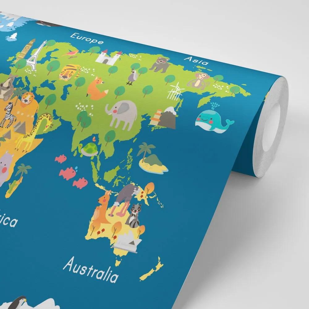 Tapeta mapa sveta pre deti