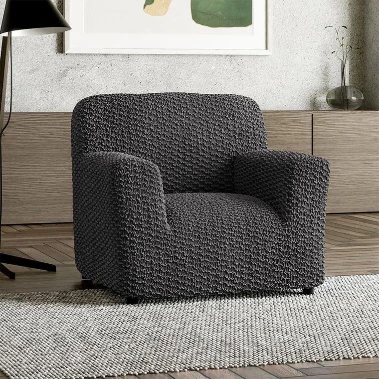 Bielastické poťahy MOSAICO tmavosivé kreslo (š. 60 - 110 cm)