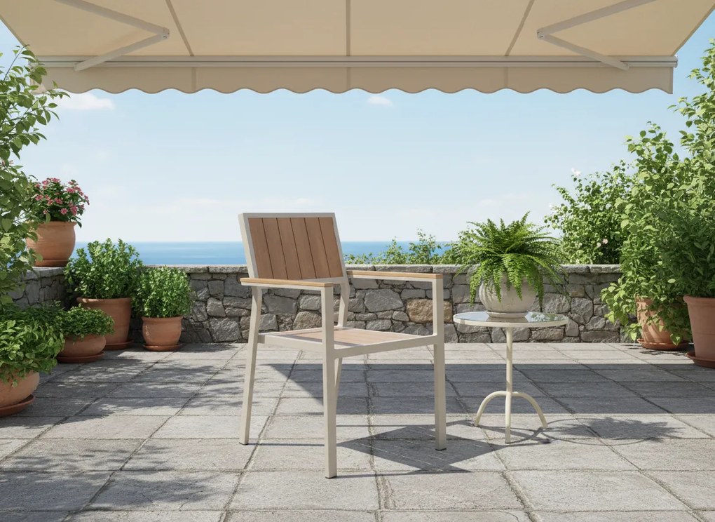 CH Béžová záhradná hliníková stolička Beno II