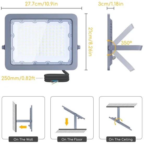 Aigostar - LED Reflektor LED/100W/230V šedá 6500K IP65