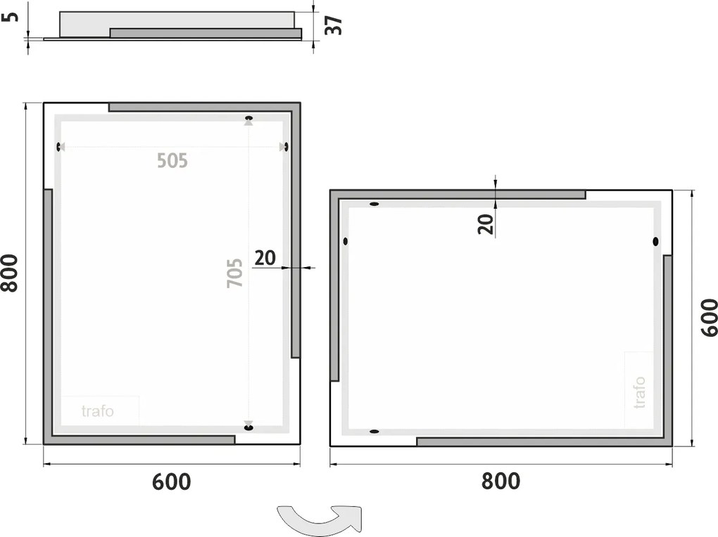 Nimco LED zrkadlo 600x800 - ZP 14002